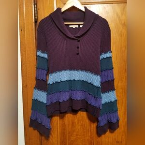 100% cotton vintage colorful long sleeve top size Medium